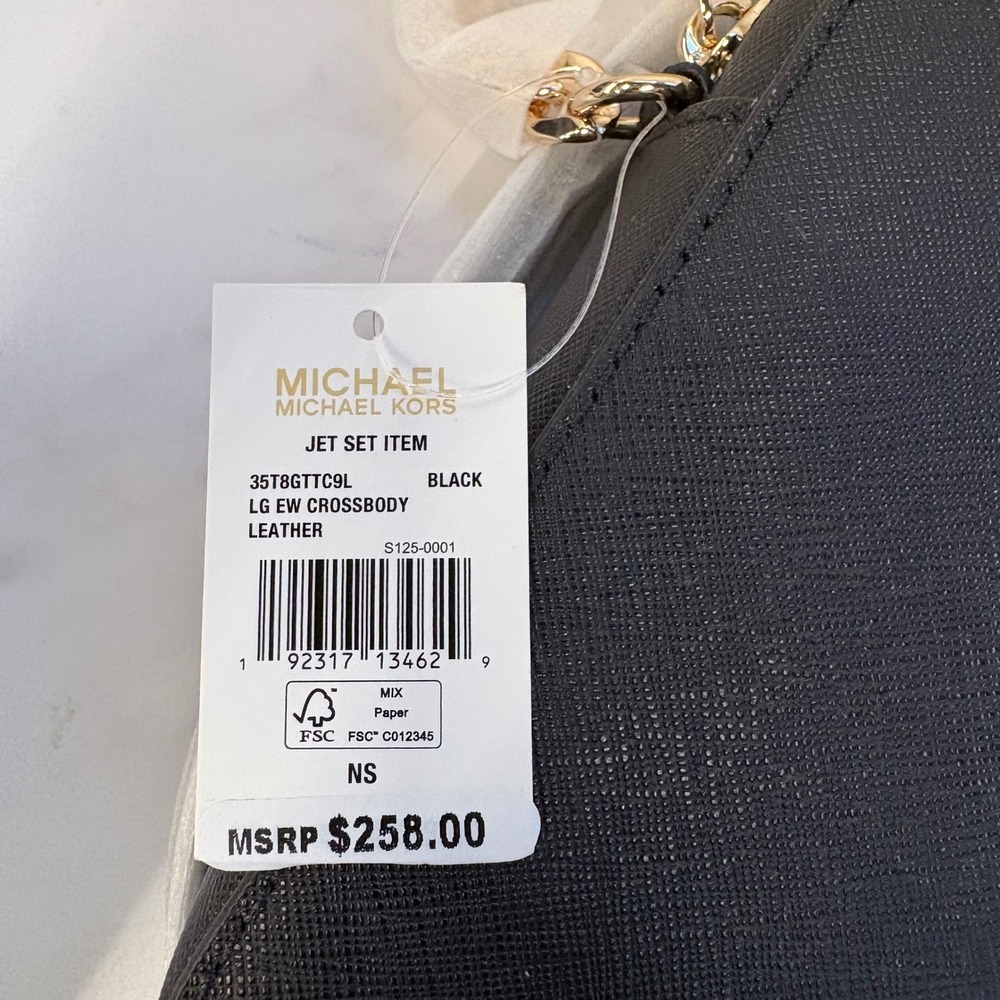 (NWT) Michael Kors Jet Set Large East West Crossbody Black Saffiano Leather - Picture 8 of 8
